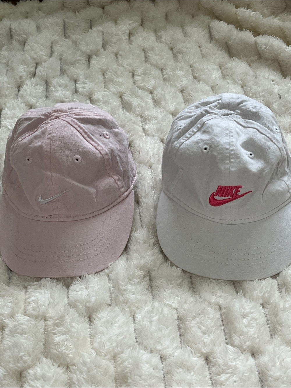 Nike Infants Light Pink & White Embroidered Swoosh Caps